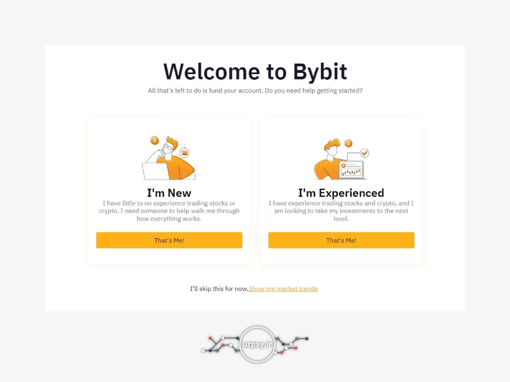صفحه خوش آمدگویی و تایید ثبت نام در صرافی Bybit
